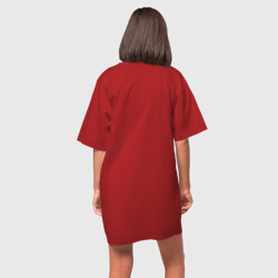 Платье с принтом Ленка не подарок для женщины, вид на модели сзади №2. Цвет основы: красный