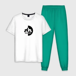 Мужская пижама с белой футболкой хлопок Street workout инь-янь