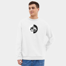 Мужской свитшот oversize без начеса хлопок Street workout инь-янь - фото 2