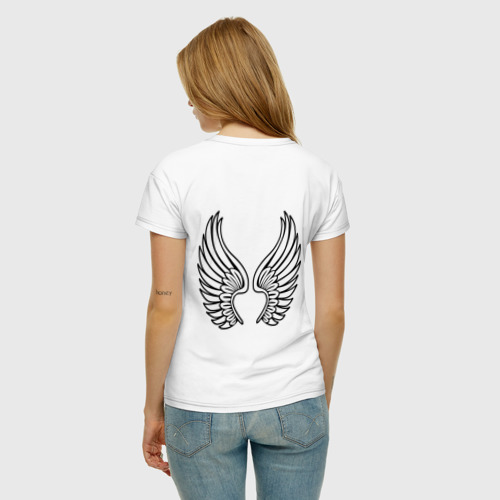 Женская футболка хлопок Ангельские крылья, цвет белый - фото 4