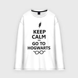 Мужской лонгслив oversize хлопок Keep calm and go to hogwarts