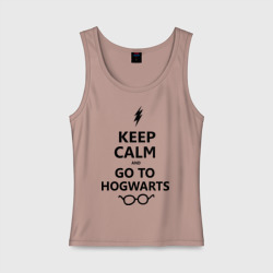 Женская майка хлопок Keep calm and go to hogwarts