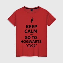 Женская футболка хлопок Keep calm and go to hogwarts