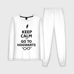 Женская пижама с лонгсливом хлопок Keep calm and go to hogwarts