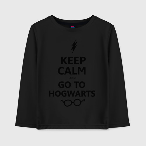 Детский лонгслив хлопок Keep calm and go to hogwarts, цвет черный