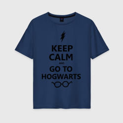 Женская футболка хлопок Oversize Keep calm and go to hogwarts