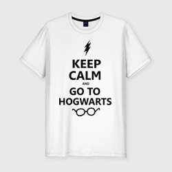 Мужская футболка хлопок Slim Keep calm and go to hogwarts