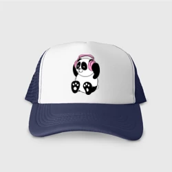 Кепка тракер с сеткой Panda in headphones панда в наушниках