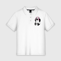 Женское поло хлопок Panda in headphones панда в наушниках