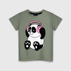 Детская футболка хлопок Panda in headphones панда в наушниках