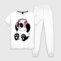 Женская пижама хлопок Panda in headphones панда в наушниках