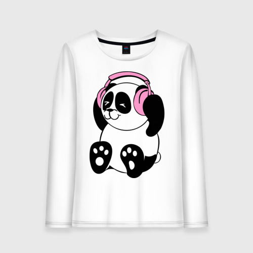 Женский лонгслив хлопок Panda in headphones панда в наушниках