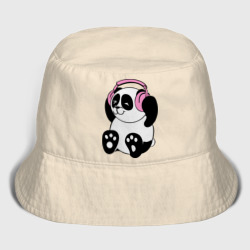 Женская панама хлопок Panda in headphones панда в наушниках