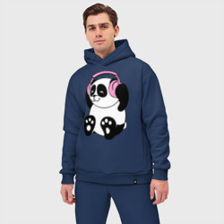 Мужской костюм oversize хлопок Panda in headphones панда в наушниках - фото 2