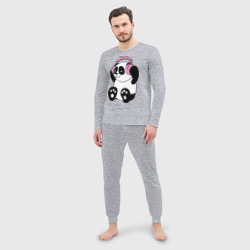 Мужская пижама с лонгсливом хлопок Panda in headphones панда в наушниках - фото 2