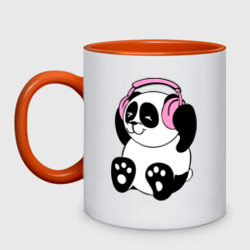 Кружка двухцветная Panda in headphones панда в наушниках