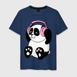 Мужская футболка хлопок Panda in headphones панда в наушниках