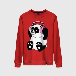 Женский свитшот хлопок Panda in headphones панда в наушниках