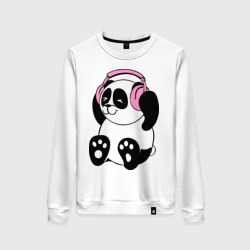 Женский свитшот хлопок Panda in headphones панда в наушниках