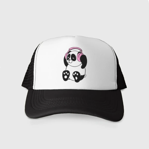 Кепка тракер с сеткой Panda in headphones панда в наушниках