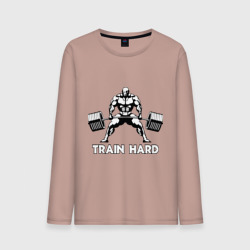 Мужской лонгслив хлопок Train hard тренируйся усердно