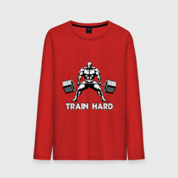 Мужской лонгслив хлопок Train hard тренируйся усердно