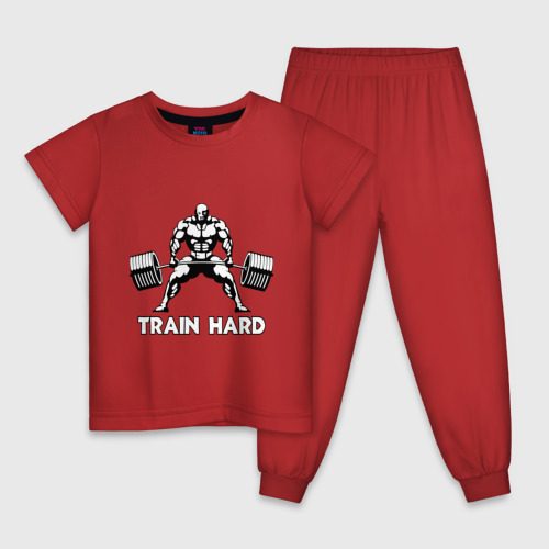 Детская пижама хлопок Train hard тренируйся усердно, цвет красный