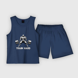 Детская пижама с шортами хлопок Train hard тренируйся усердно