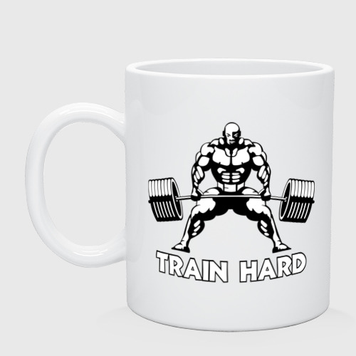 Кружка керамическая Train hard тренируйся усердно, цвет белый