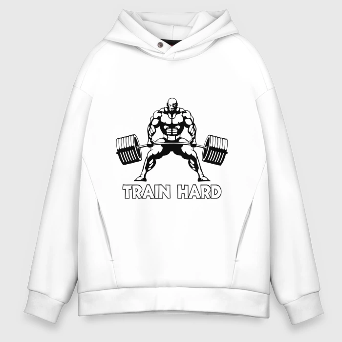 Тренируйся усердно. Толстовка культурист оверсайз.