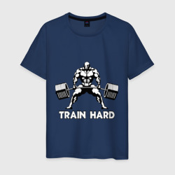 Мужская футболка хлопок Train hard тренируйся усердно