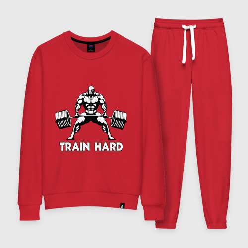 Женский костюм хлопок Train hard тренируйся усердно, цвет красный