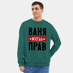 Мужской свитшот oversize без начеса хлопок Ваня всегда прав - фото 2