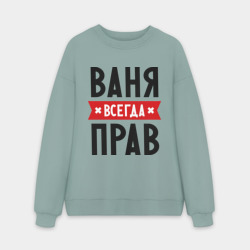 Мужской свитшот oversize без начеса хлопок Ваня всегда прав