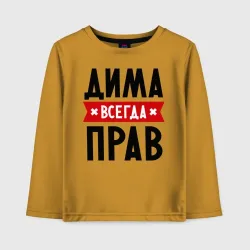 Детский лонгслив хлопок Дима всегда прав