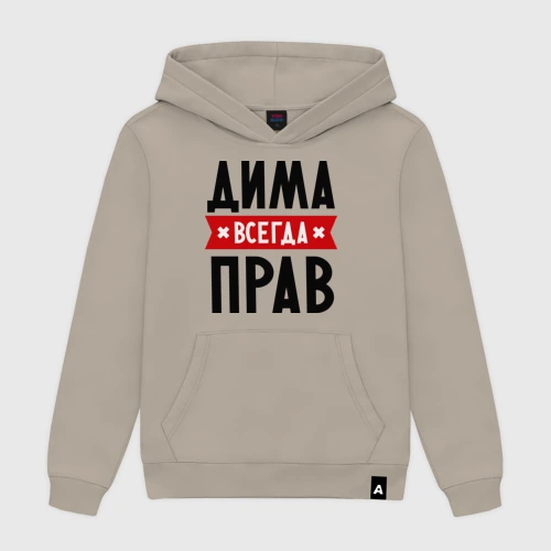 Мужская толстовка хлопок Дима всегда прав