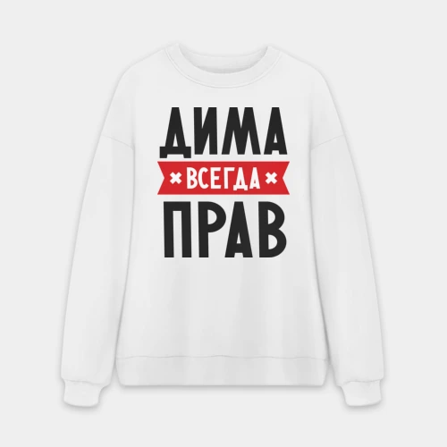 Мужской свитшот oversize без начеса хлопок Дима всегда прав