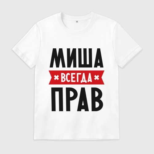 Мужская футболка хлопок Миша всегда прав
