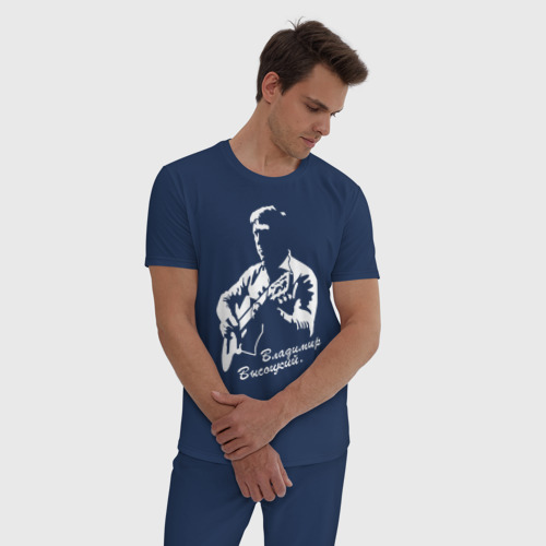 Мужская пижама хлопок Владимир Высоцкий, цвет темно-синий - фото 3