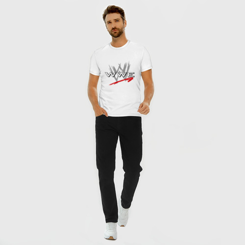 Мужская футболка хлопок Slim WWE - горизонталь, цвет белый - фото 5