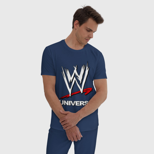 Мужская пижама хлопок WWE universe, цвет темно-синий - фото 3