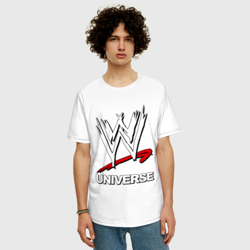Мужская футболка хлопок Oversize WWE universe, цвет белый - фото 3