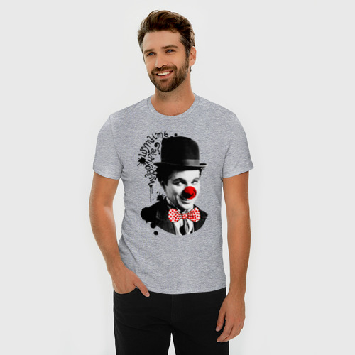 Мужская футболка хлопок Slim Чарли Чаплин, цвет меланж - фото 3