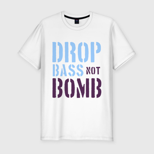 Мужская футболка хлопок Slim Drop bass not bomb, цвет белый