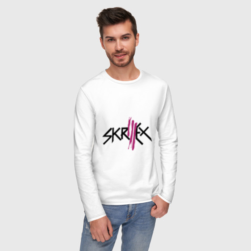 Мужской лонгслив хлопок Skrillex logo, цвет белый - фото 3