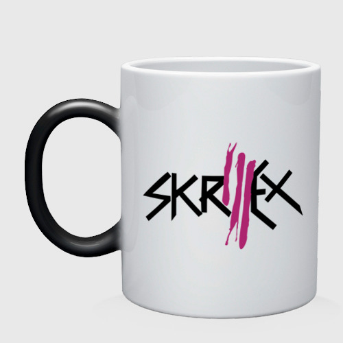 Кружка хамелеон Skrillex logo, цвет белый + черный