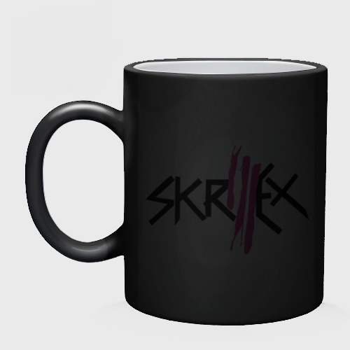 Кружка хамелеон Skrillex logo, цвет белый + черный - фото 3