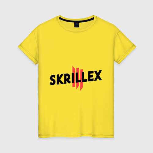 Женская футболка хлопок Skrillex logo 2, цвет желтый