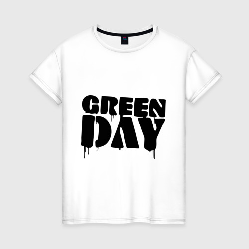 Женская футболка хлопок Greeen day, цвет белый