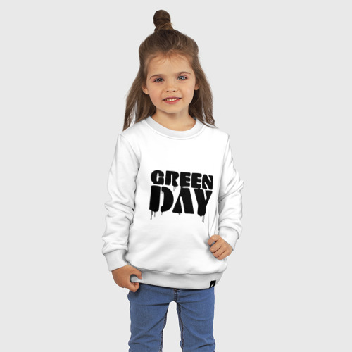 Детский свитшот хлопок Greeen day, цвет белый - фото 3